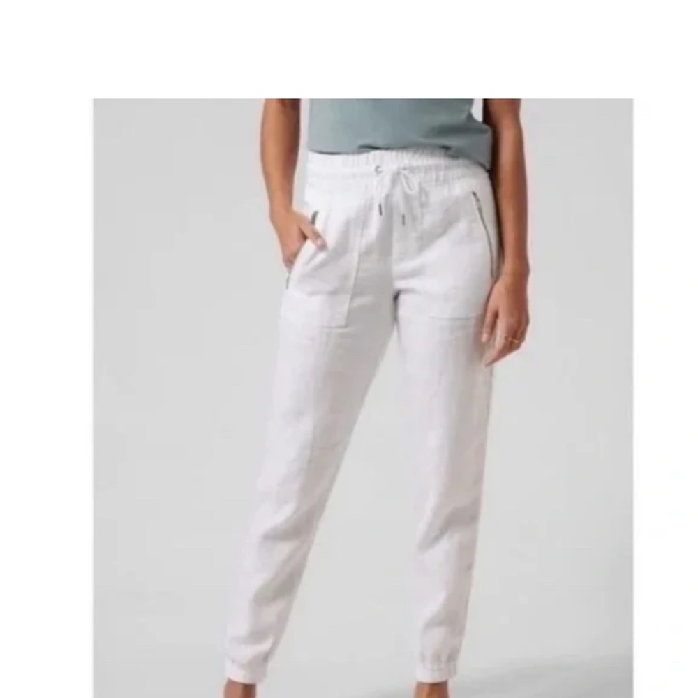Athleta Cabo Linen jogger white size 6
